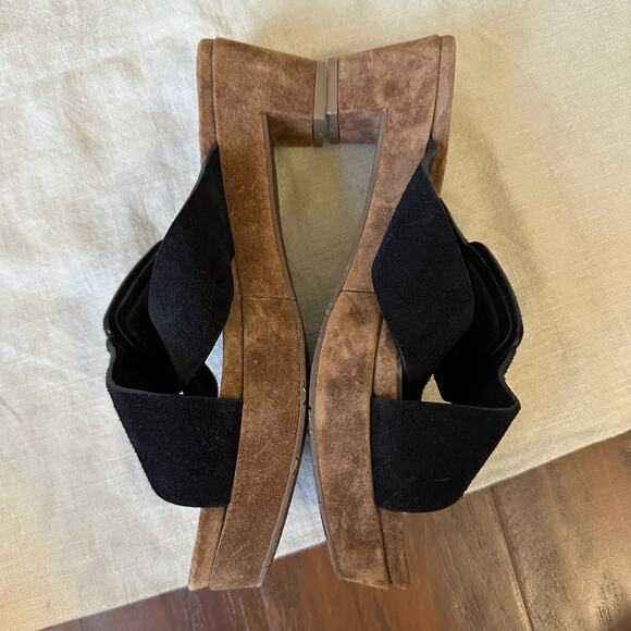 PEDRO GARCIA Sandals Black Suede Platform Slide Criss Cross - Picture 3 of 10